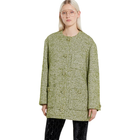 Cappotto in lana e cotone bouclé