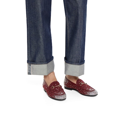 Gucci Jordaan Damenloafer mit GG Kristallen