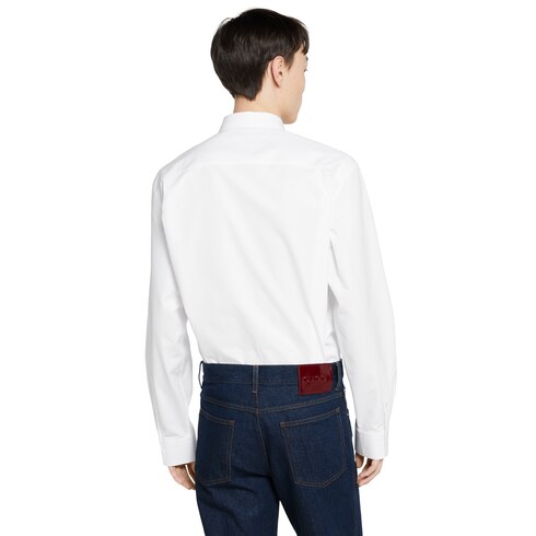 Heavy cotton poplin shirt with embroidery