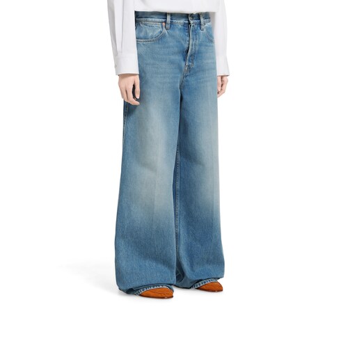 Wide leg denim pants
