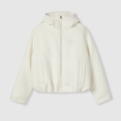 Wool bouclé jacket with logo
