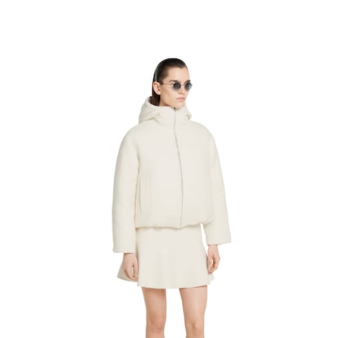 Wool bouclé jacket with logo