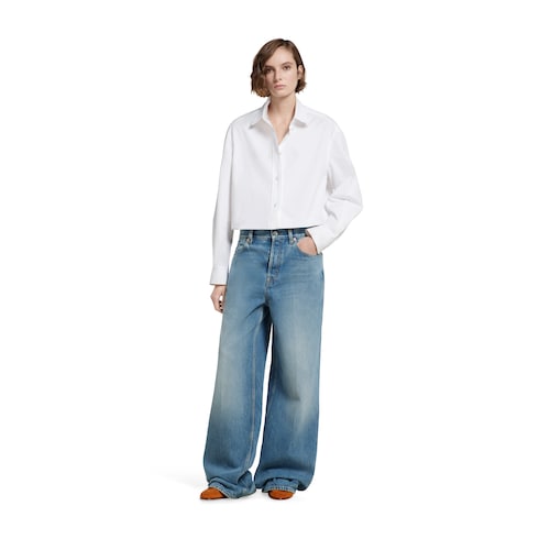 Wide leg denim pants