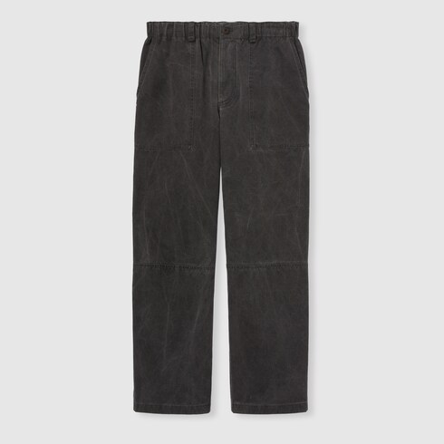 Pantalon en toile de coton délavé avec logo