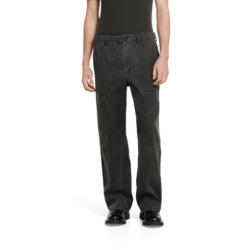 Pantalón lona de algodón delavé con logotipo