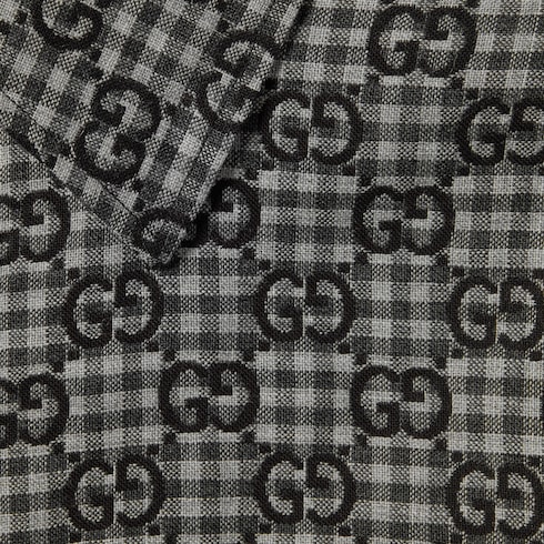 Camisa de lana y algodón gingham con GG
