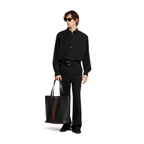 Cotton poplin shirt with logo