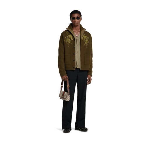 Cardigan in maglia di lana e cashmere a coste