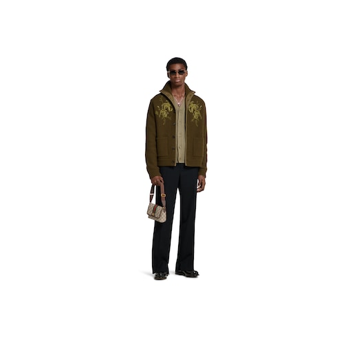 Rib wool cashmere knit cardigan