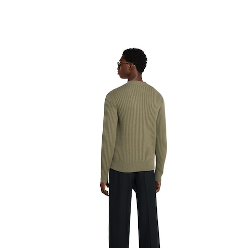 Rib wool cashmere knit cardigan