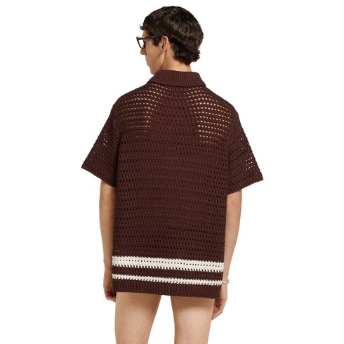 Polo à rayures en maille de coton au crochet