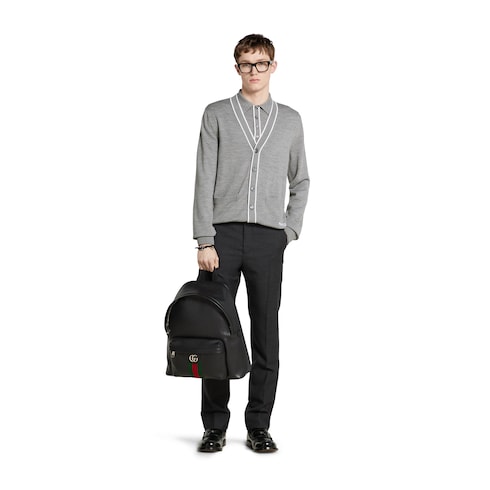 Poloshirt aus feinem Wollstrick mit Intarsie