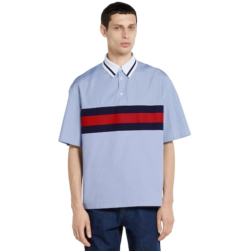 Polo de popelina de algodón a rayas