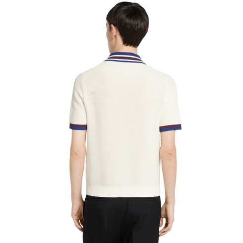 Polo en piqué de coton avec intarsia
