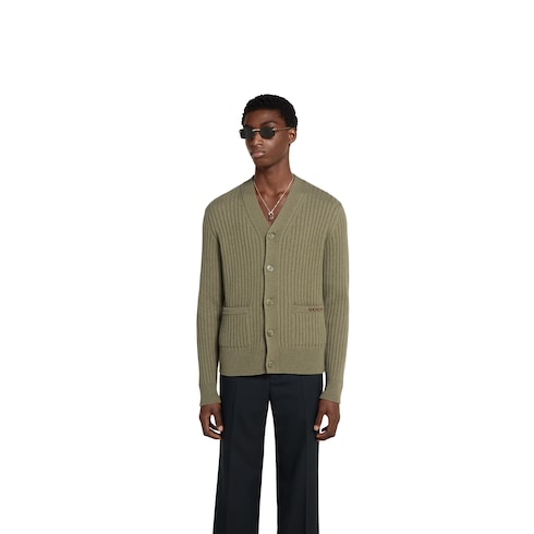 Cardigan in maglia di lana e cashmere a coste