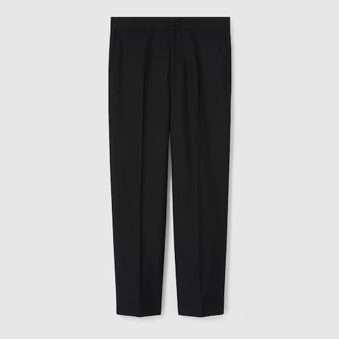 Wool blend twill pant with logo