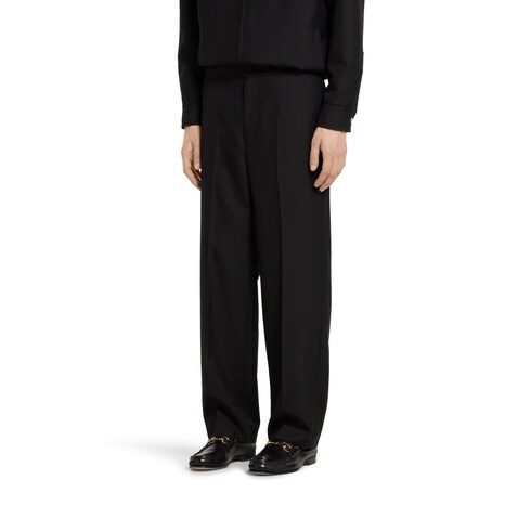 Pantalon en serge de laine mélangée avec logo
