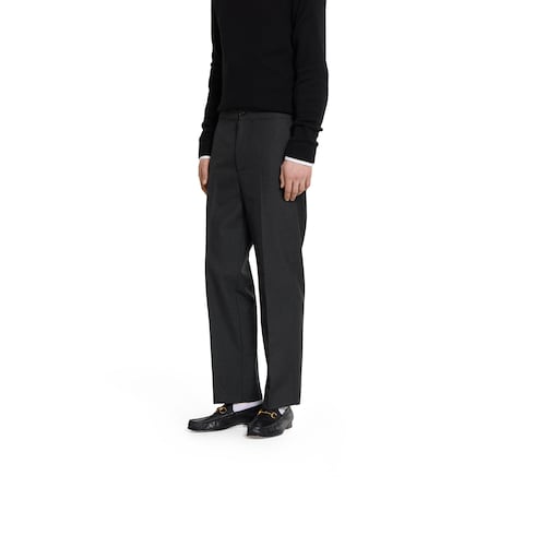 Wool blend twill pant with logo
