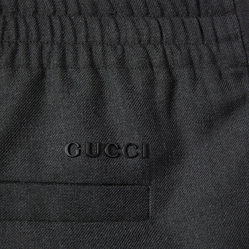 Wool blend twill pant with logo