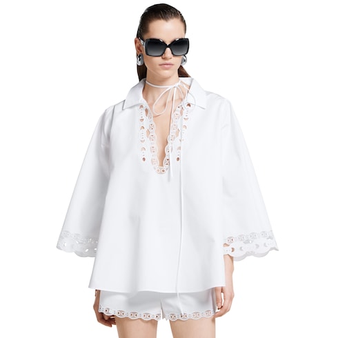 Cotton poplin shirt with embroidery