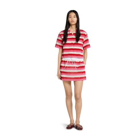 Striped GG macramé skirt