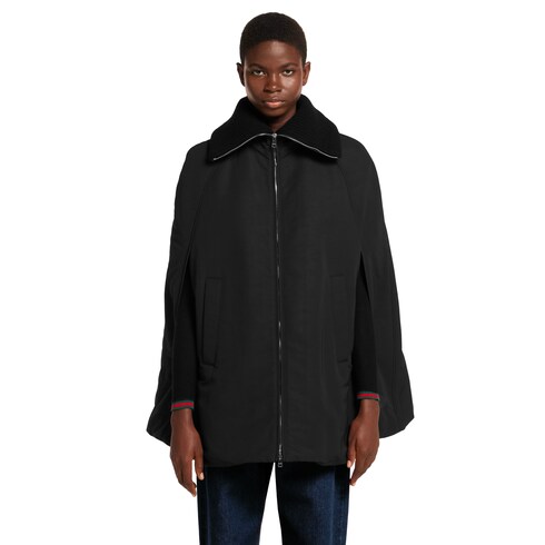 Padded cape jacket with embroidery
