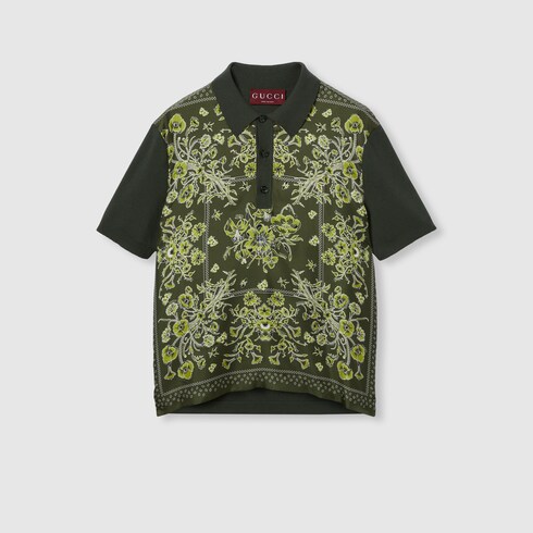 Polo de punto de algodón y seda estampado