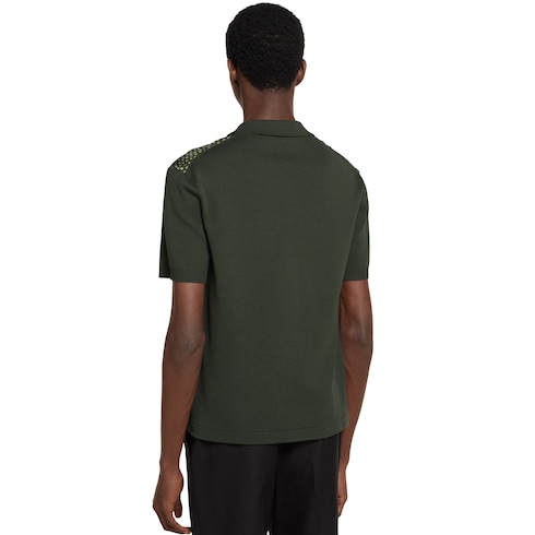 Poloshirt aus Seiden- und Baumwollstrick mit Print
