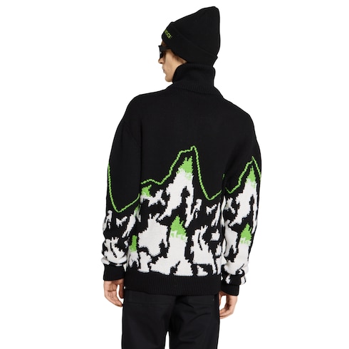Vesté zippée en jacquard de laine avec intarsia