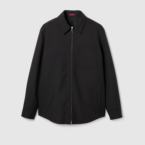 Sobrecamisa de sarga de lana con zipper