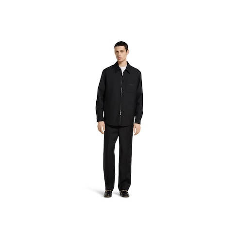 Wool twill zip overshirt