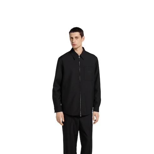 Overshirt in twill di lana con cerniera