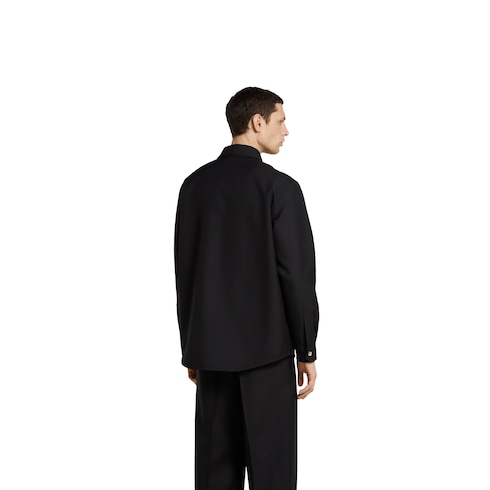 Overshirt in twill di lana con cerniera