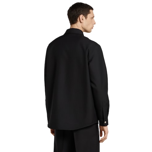 Sobrecamisa de sarga de lana con zipper