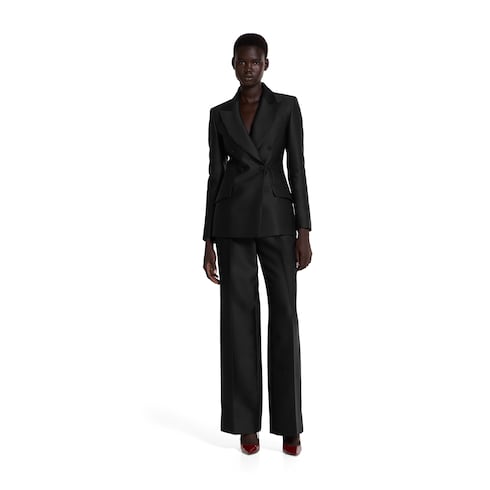 Wool silk pants with logo