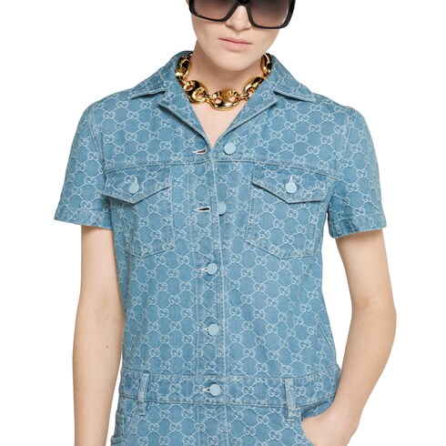 Mono de jacquard de denim con GG