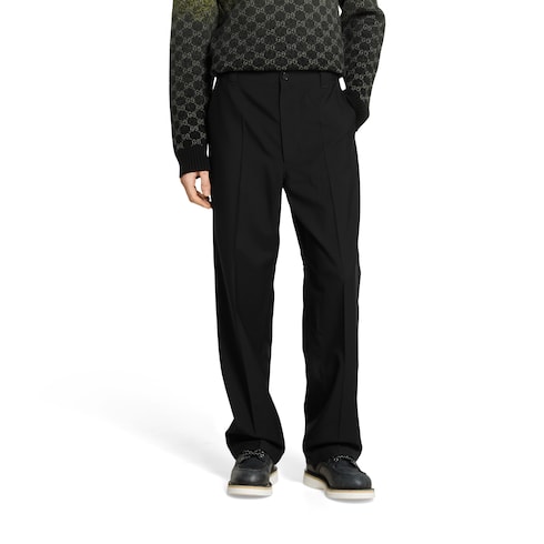 Pantalone in gabardina di lana con ricamo