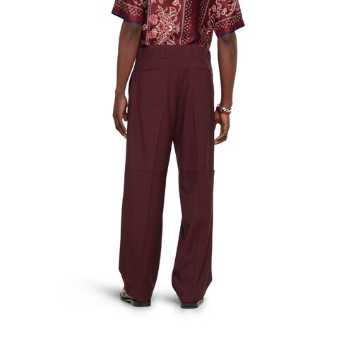 Pantalon en gabardine de laine avec logo