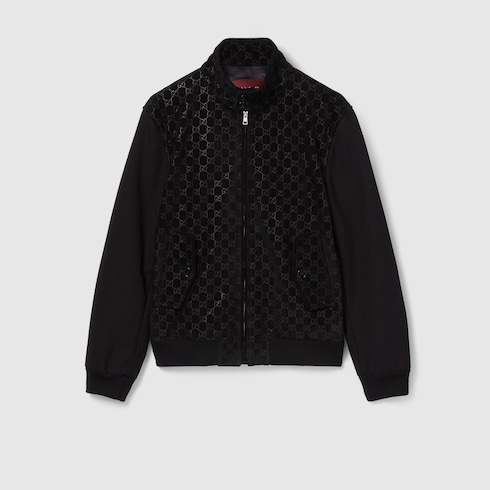Embossed GG suede bomber jacket