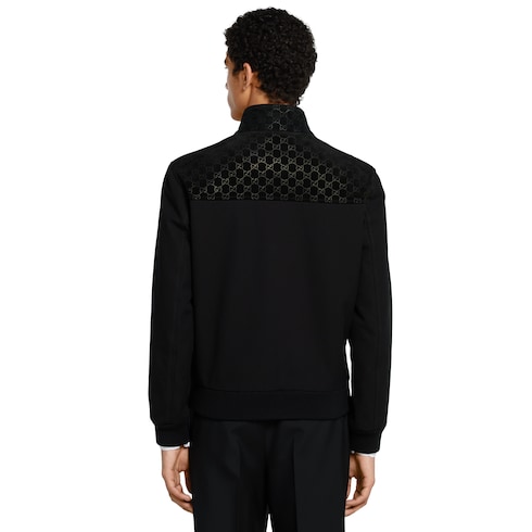 Bomber in pelle scamosciata GG in rilievo