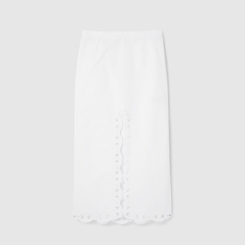 Cotton poplin skirt with embroidery