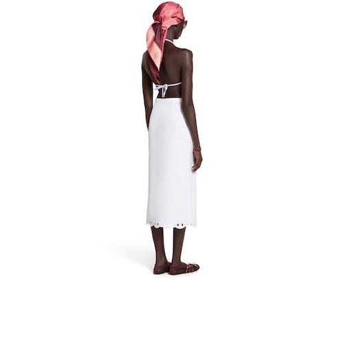Cotton poplin skirt with embroidery