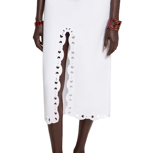 Cotton poplin skirt with embroidery