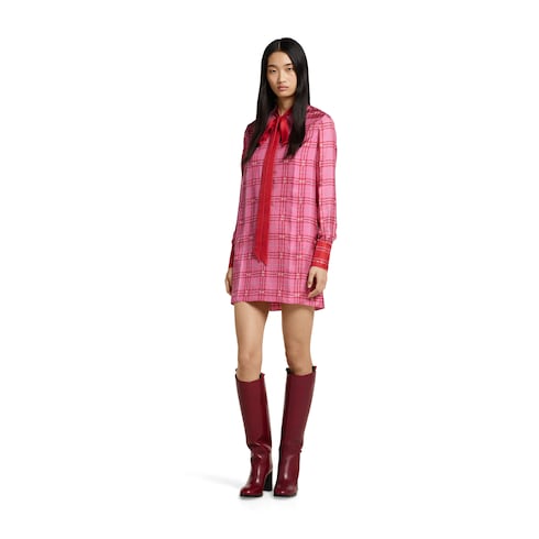 Printed silk twill dress