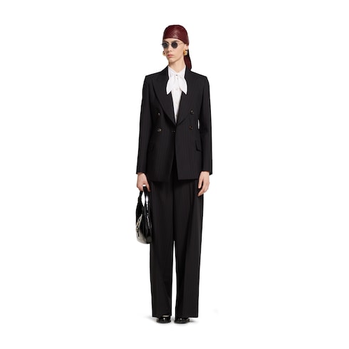Giacca in lana gessata Gucci jacquard