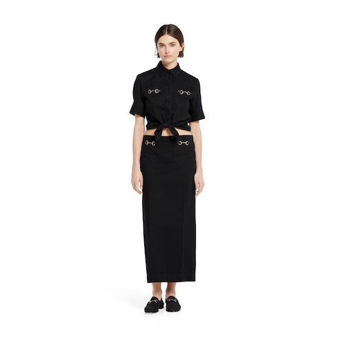 Denim skirt with Horsebit