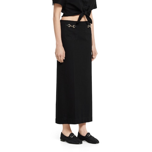 Denim skirt with Horsebit