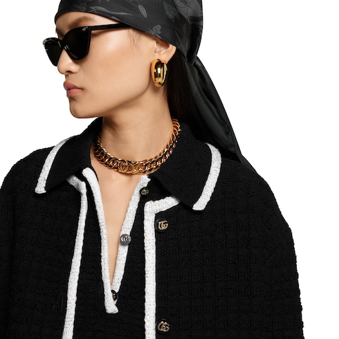 Cardigan aus Wolltweed mit Stickerei