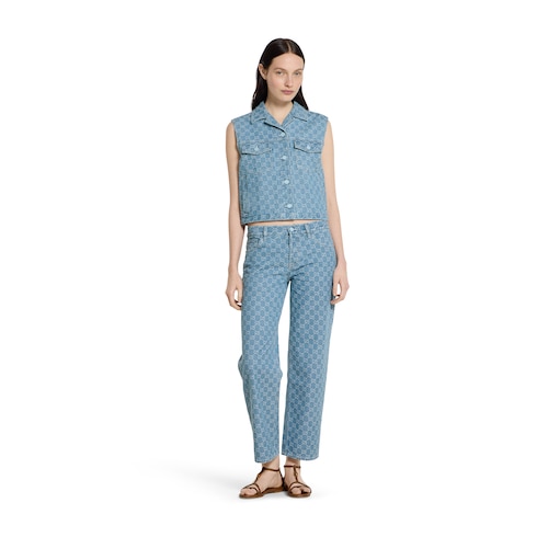 Gilet in denim GG jacquard