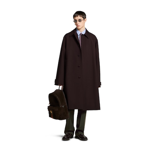 Cappotto in lana doppiata con logo